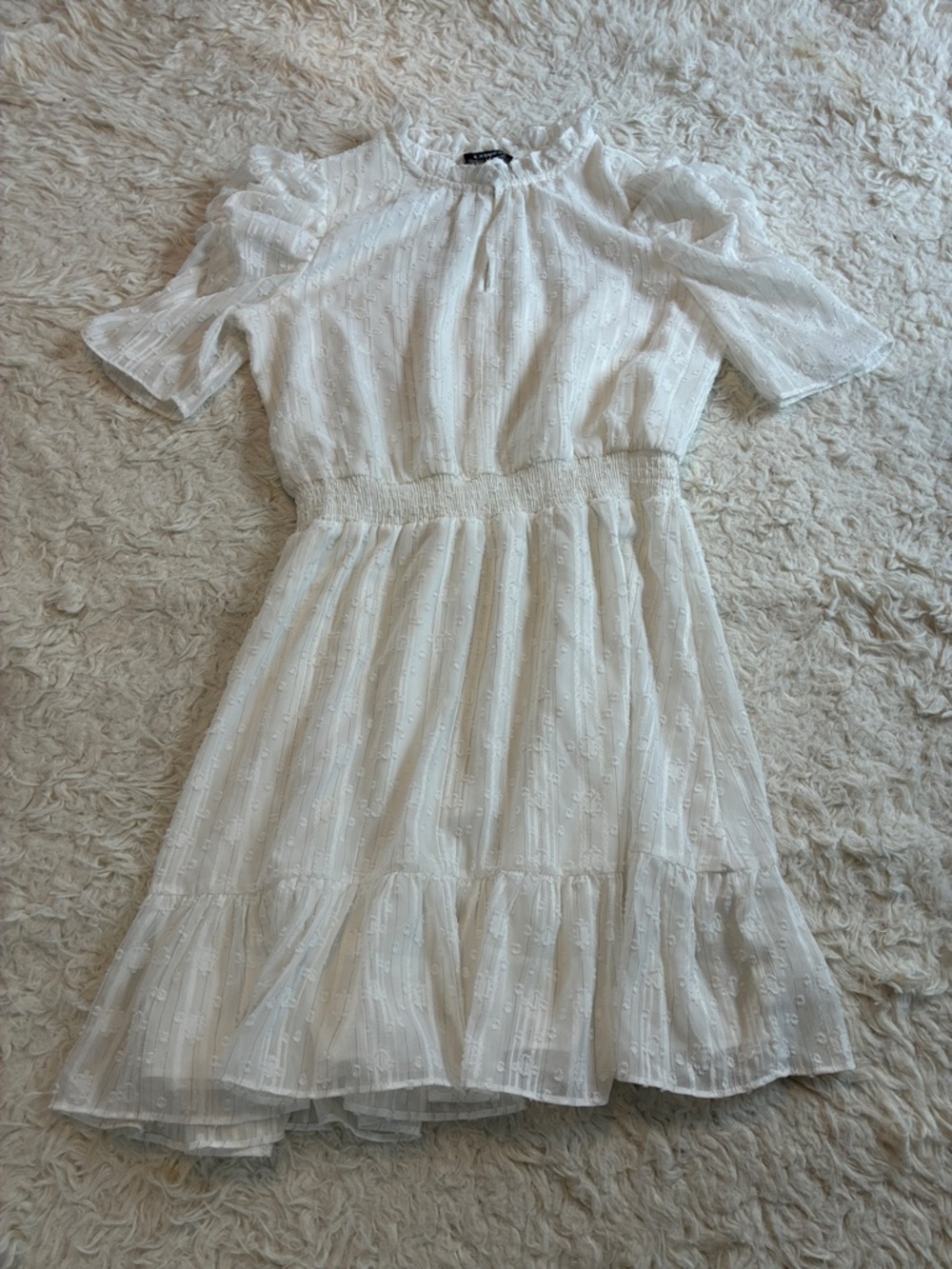 Express Small White Keyhole Sheer Midi Dress
